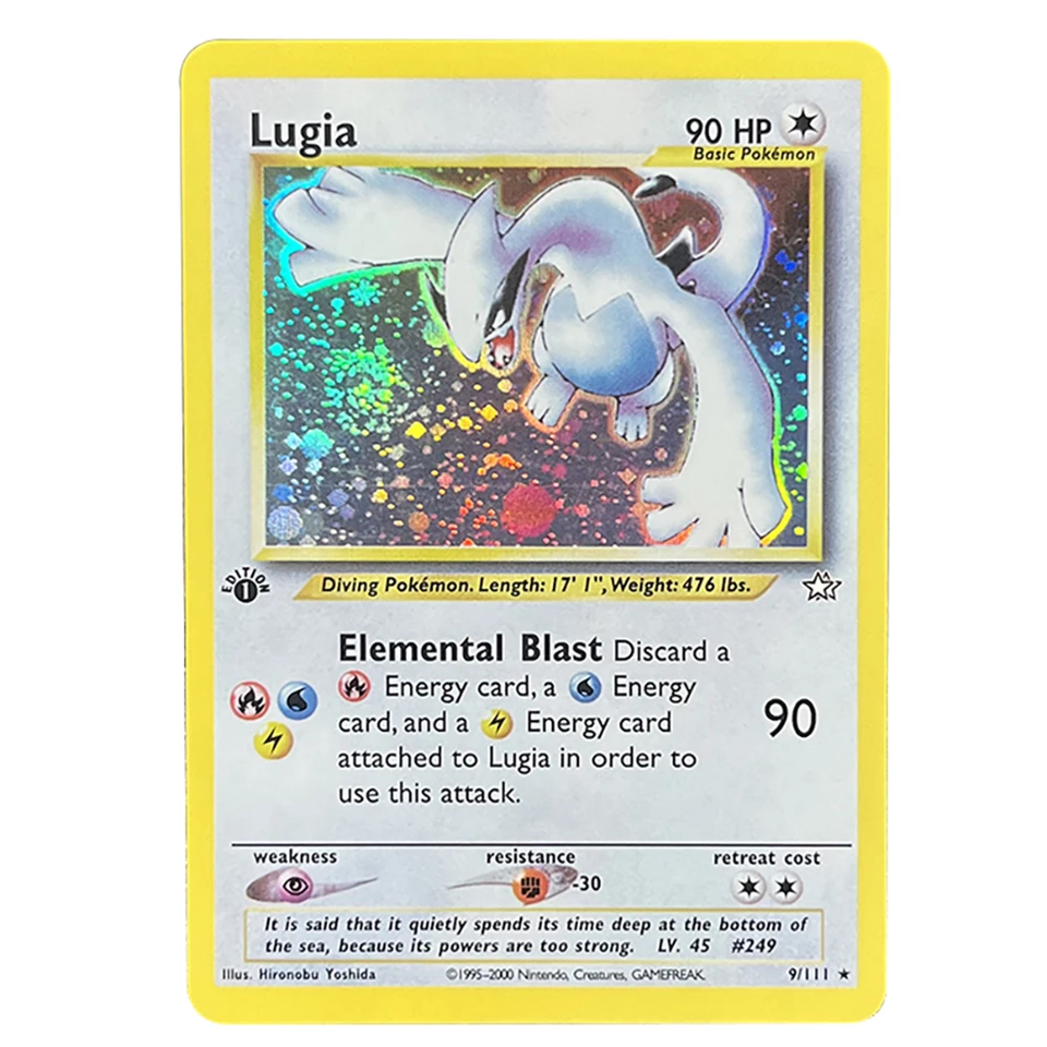 PTCG FOIL CARTS LUGIA ESPEON Politoed Alakazam Mewtwo Kingdra Zapdos Raichu 1996 1. vydanie Game Collection PKM Proxy Cards