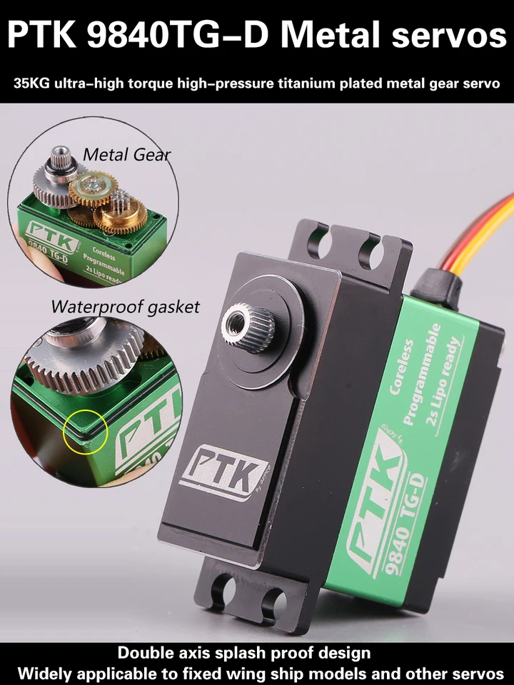 PTK 9840 TG-D 8,4 V HIGNE VYSOKÉ KETE SERVO 35 kg (Zahŕňajte servo rameno) Full Metal Digital Servo Servo