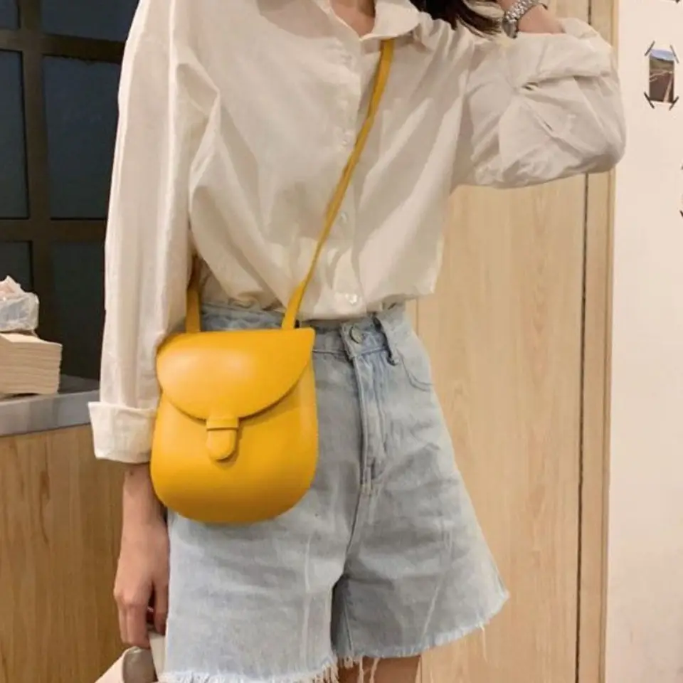 PU koža retro škrupina vrecko Kórejský štýl Spevná farebná klapka Crossbody vrecká na rameno módny dizajn všestranná sedlová taška cestovanie