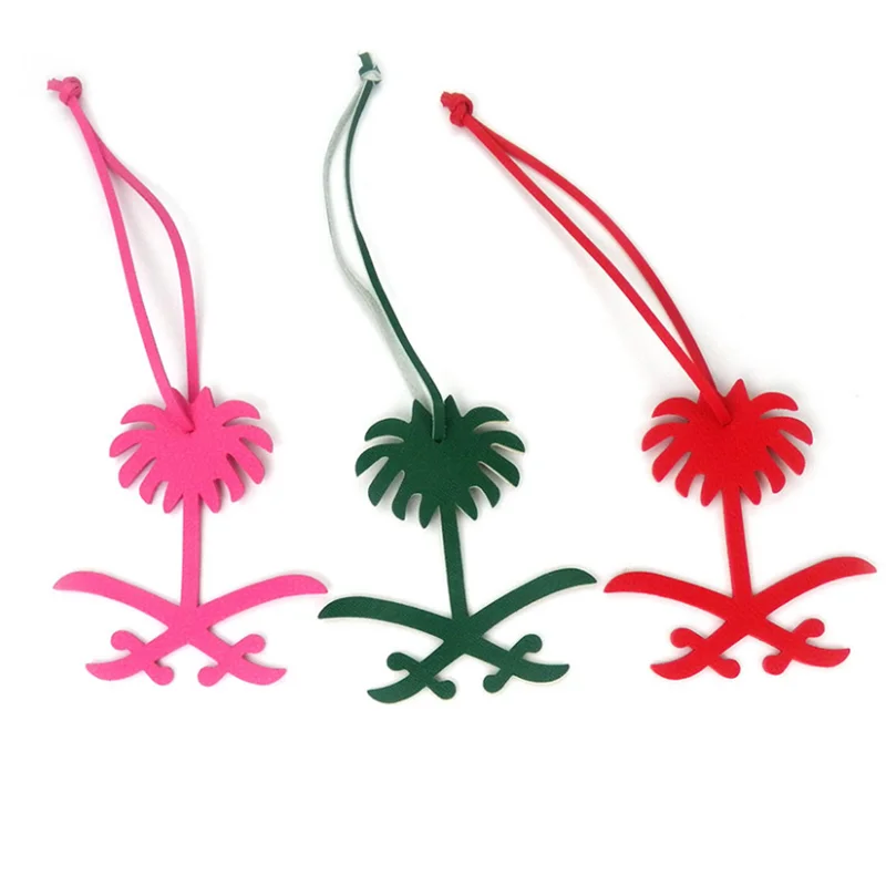 PU koža Saudská mapa Dátum palmy Keychain Dámy batohu prívesok Dám