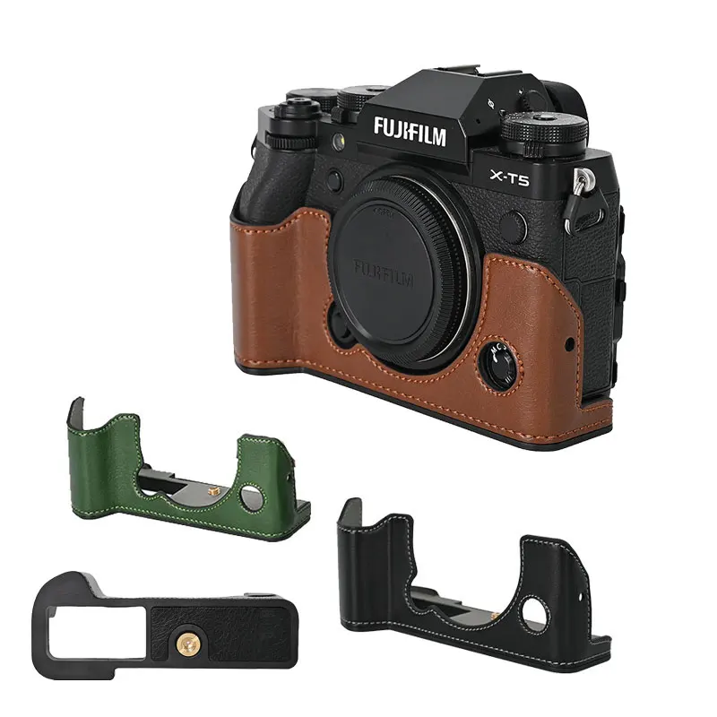 PU kožená fotoaparát napoly základný kryt tela chránič pre fotoaparát Fujifilm X-T5