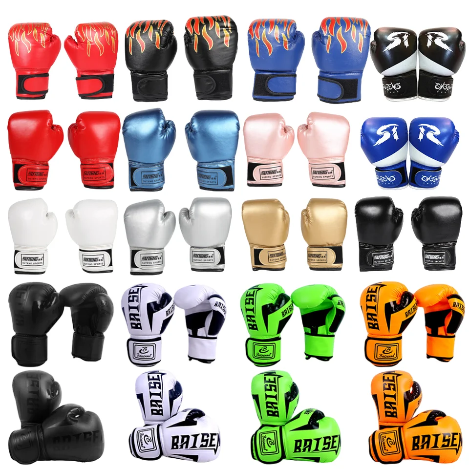 PU kožené kickboxové ochranné rukavice špongie s boxerským výcvikom rukavice Muay thajské rukavice pre deti pre deti dospelé športové potreby