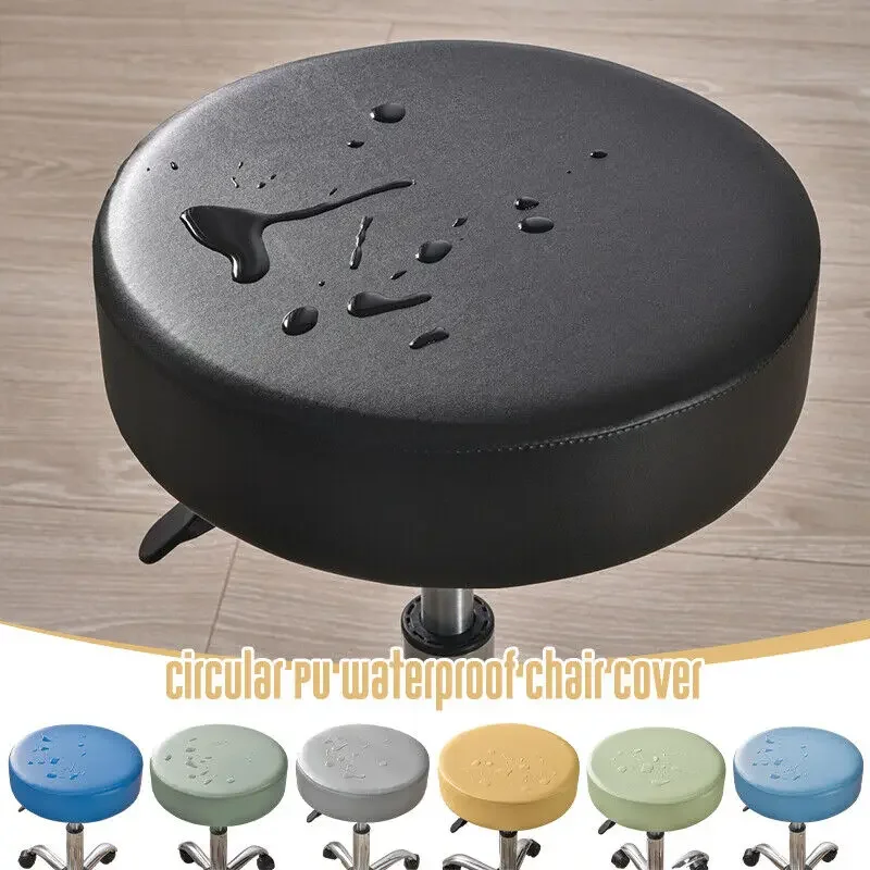 PU kožené okrúhle stoličky vankúše kryte nepremokavá kuchyňa jedálenské sedadlo Slipcovers Odnímateľná jedáleň stoličky sedadlo vankúšov
