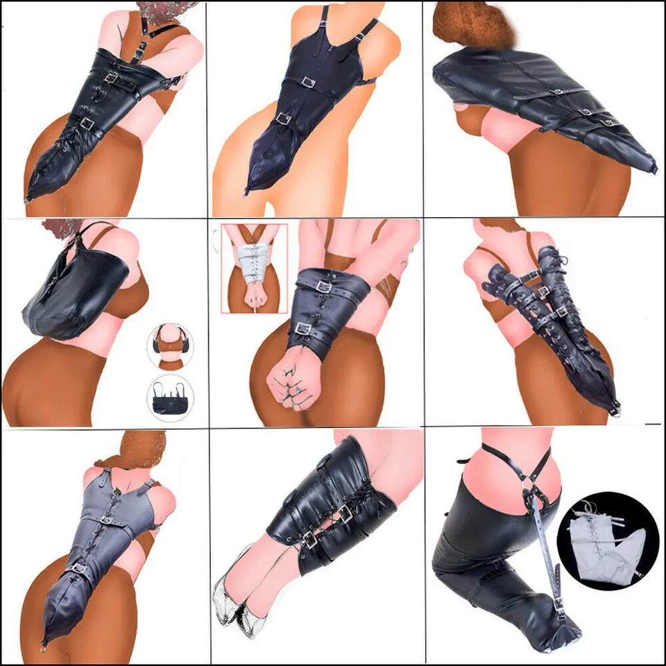 PU kožené ramenné ramenné rameno Binder BDSM Bondage za chrbtom StraighJacket Slave Lockovateľné ramenné remienky Band Sex Sex