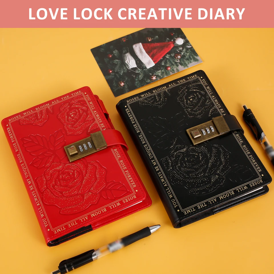 PU kožený kryt Lockovateľný denník pre písanie cestovného denníka Vintage Locking Notebook 224 strán hrubý osobný blokovací denník