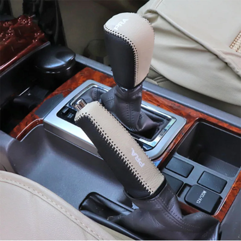 PU kožený prevodový gombík ručný brzdový kryt pre Toyota Land Cruiser Prado FJ 150 2010 2014 2015 2016 2017 2018 Orezaný kryt prevodovky