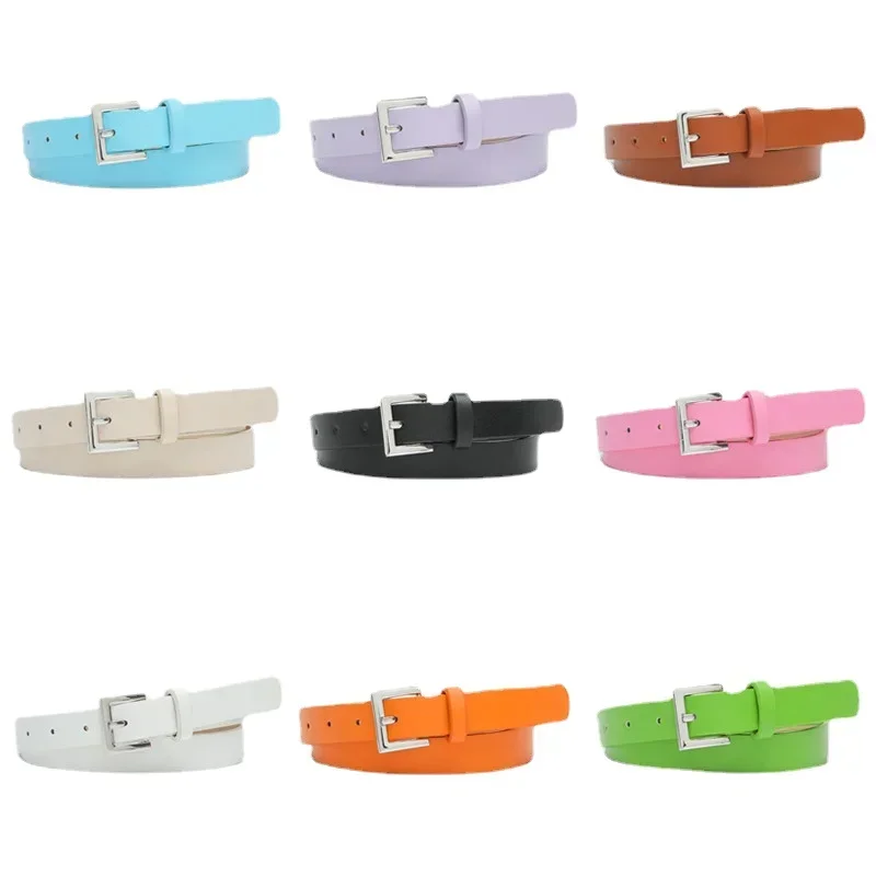 PU kožený pás pre ženy štvorcový kovový kolík pracku džínsy Čierny opasok Chic Luxury Brand Ladies Simplicity Remp