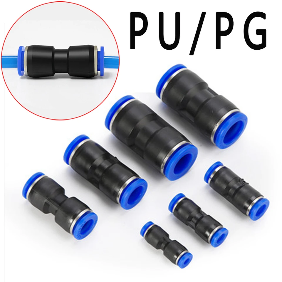 PU PG Pneumatický konektor vzduchová voda Hadica Variabilný priemer rovného vzduchu Plastový konektor 4 6 8 10 12 14 16 mm