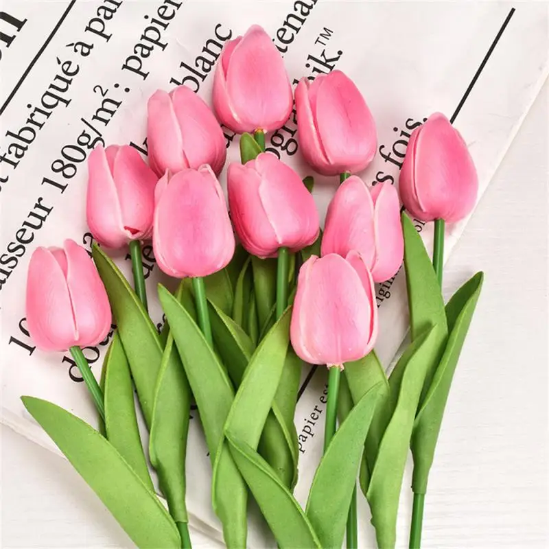 Pu Tulip Real Touch Artificial Flowers Tulip Kytica na vianočné halloweenské svadobné domáce večierky Dekorácie Fake Flowers