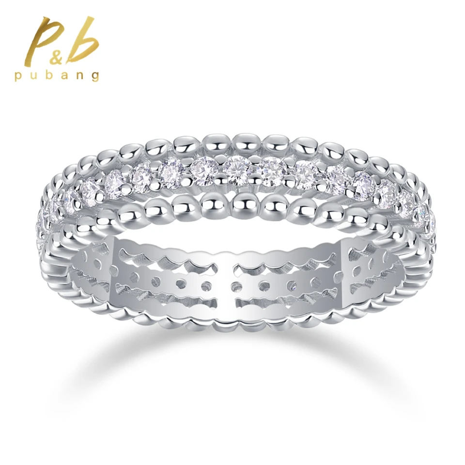 Pubang 100% 925 Sterling Silver All Moissanite Row Diamond Wedding Band zásnubný prsteň pre ženy výročie darčeky jemné šperky