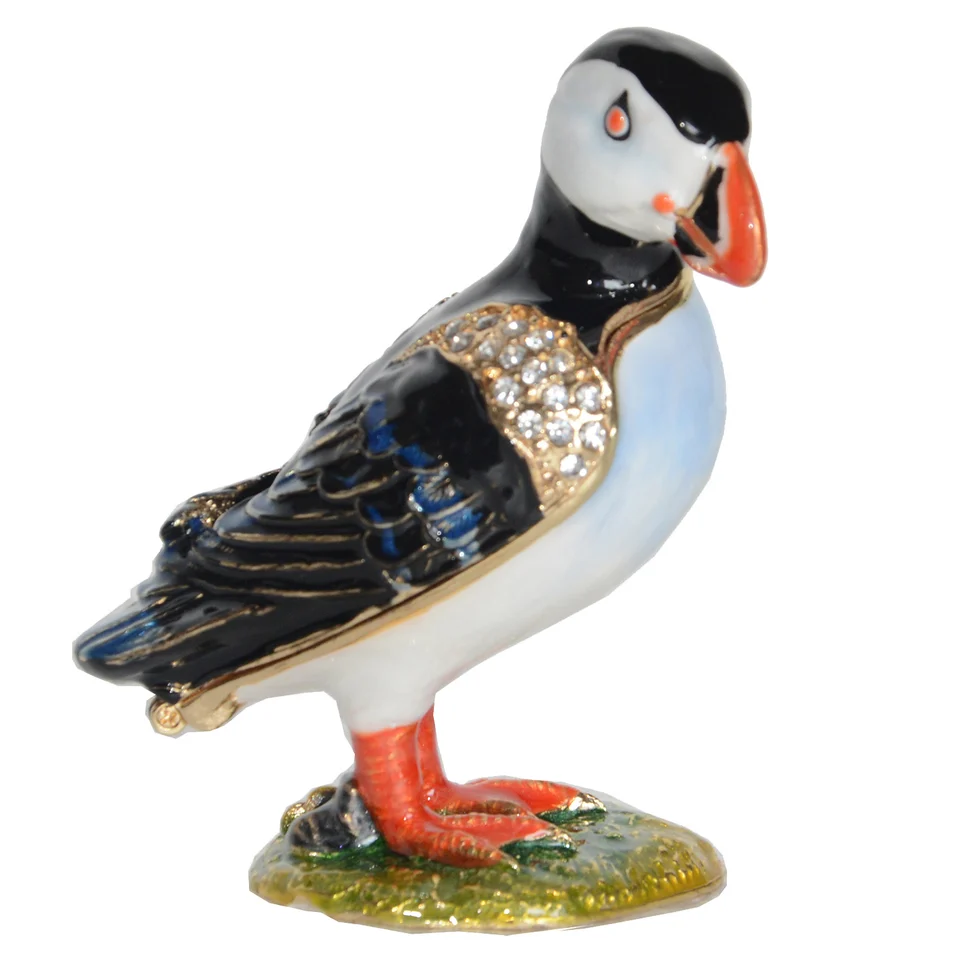 Puffin Bird Drinket Dercery náušnice prsteň, Zlaté kovové zbierky figúrky, darčeky noviniek