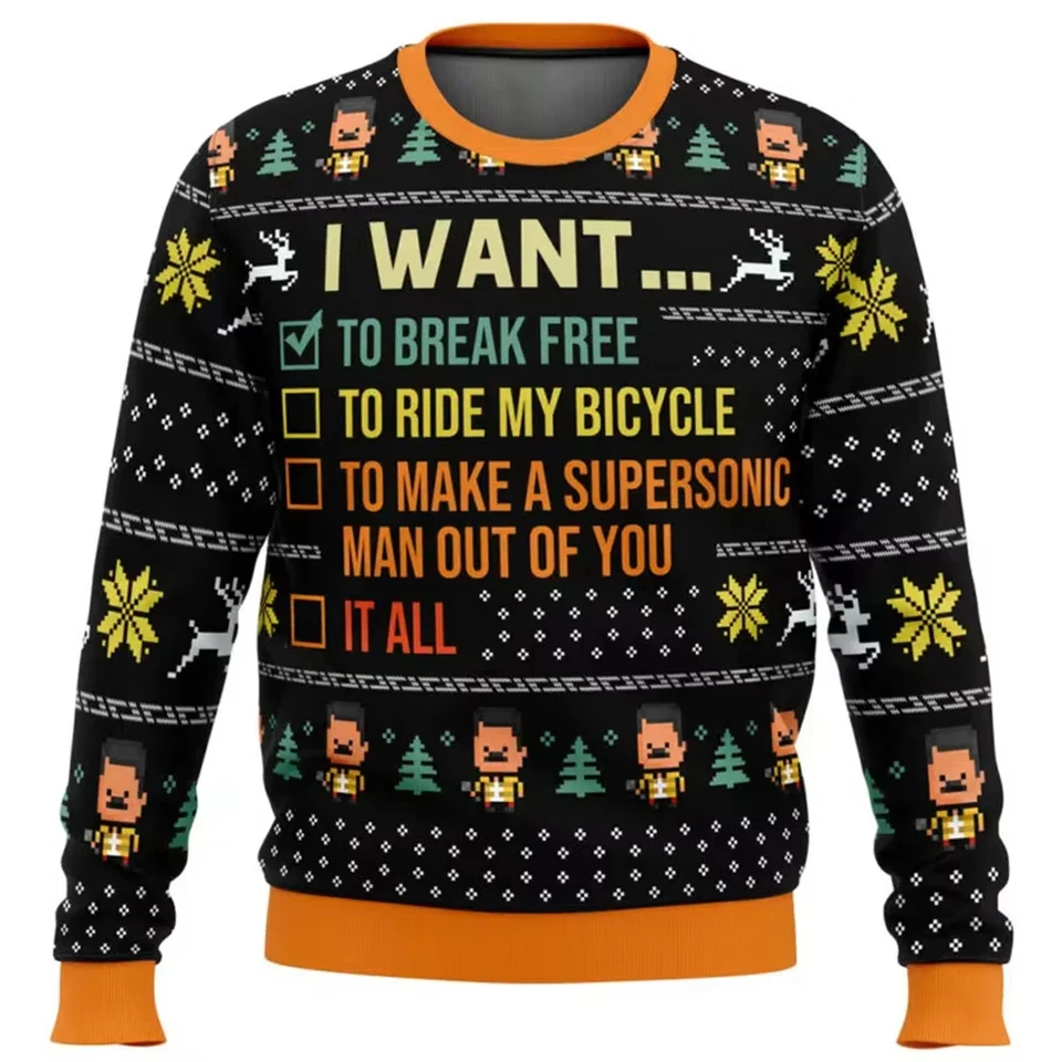 Pull de Noël Chcem prerušiť slobodnú kráľovnú pour Hommes et femmes, top rond, potné tričko, Vente Chaude, Vêtements de Noël, Nouveau,