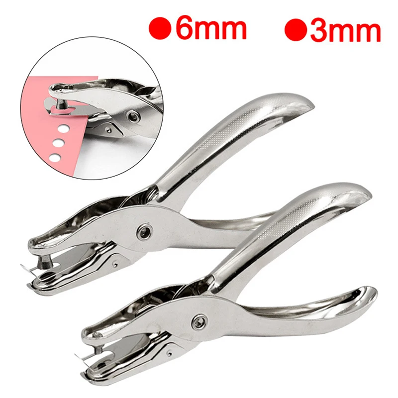 Puncher s jedným otvorom kovový 3 mm/6 mm pórov Priestí Punčové kliešte ručné scrapbooking údery