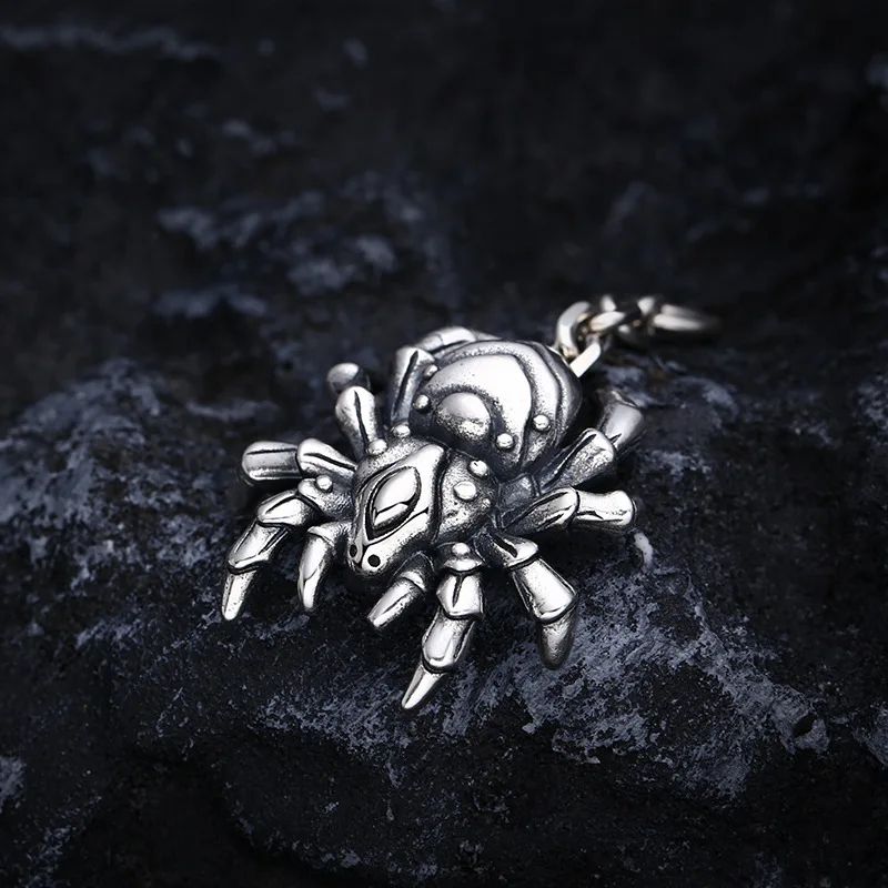 Punk 925 Sterling Silver Pendant Spider Mužský náhrdelník Thai strieborné retro retro štýlové šperky