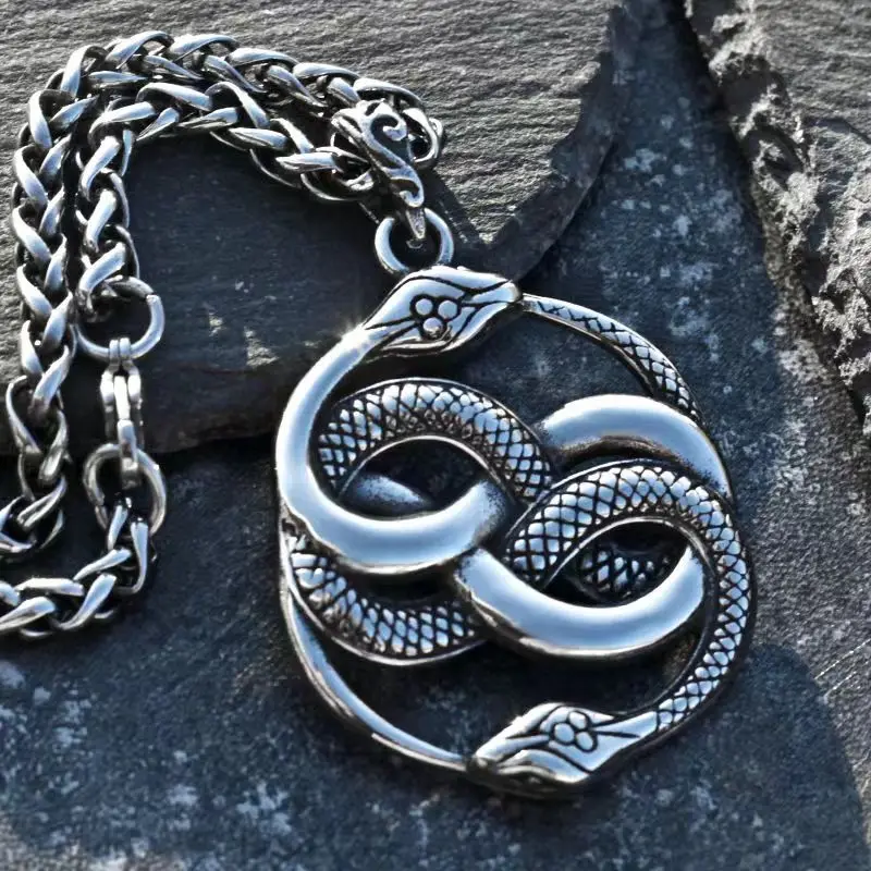 Punk Double Ouroboros prívesok gotické zviera večný had náhrdelník Muži chladné hip hop trendy šperky