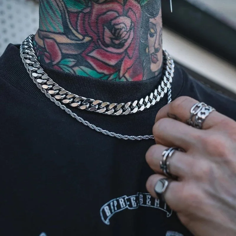 Punk Goth 316L z nehrdzavejúcej ocele reťazec Náhrdelník Príslušenstvo Vodotesné gotické pánske reťaze
