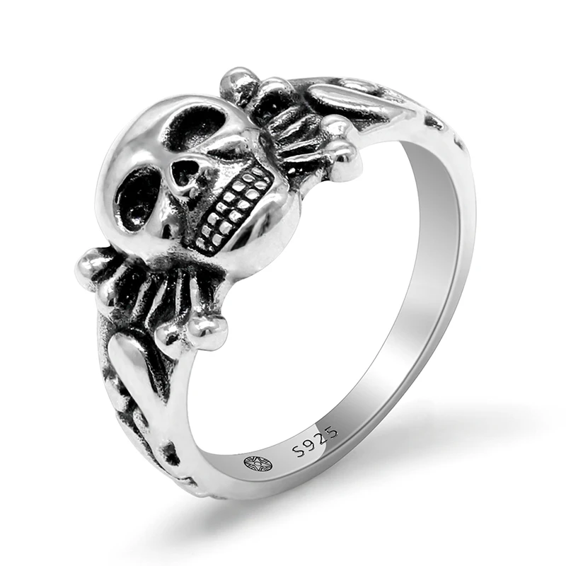 Punk lesk 925 Sterling Silver Men Ring kostra personalizovaná značka Thai strieborný prsteň pre mužov