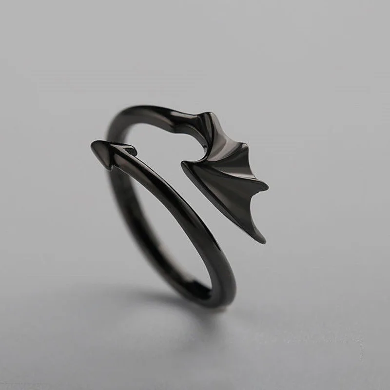 Punk Little Devil Dragon Gothic Evil Vampire Angel Wings Rings Open Ring Halloween Party Jewelry Darček