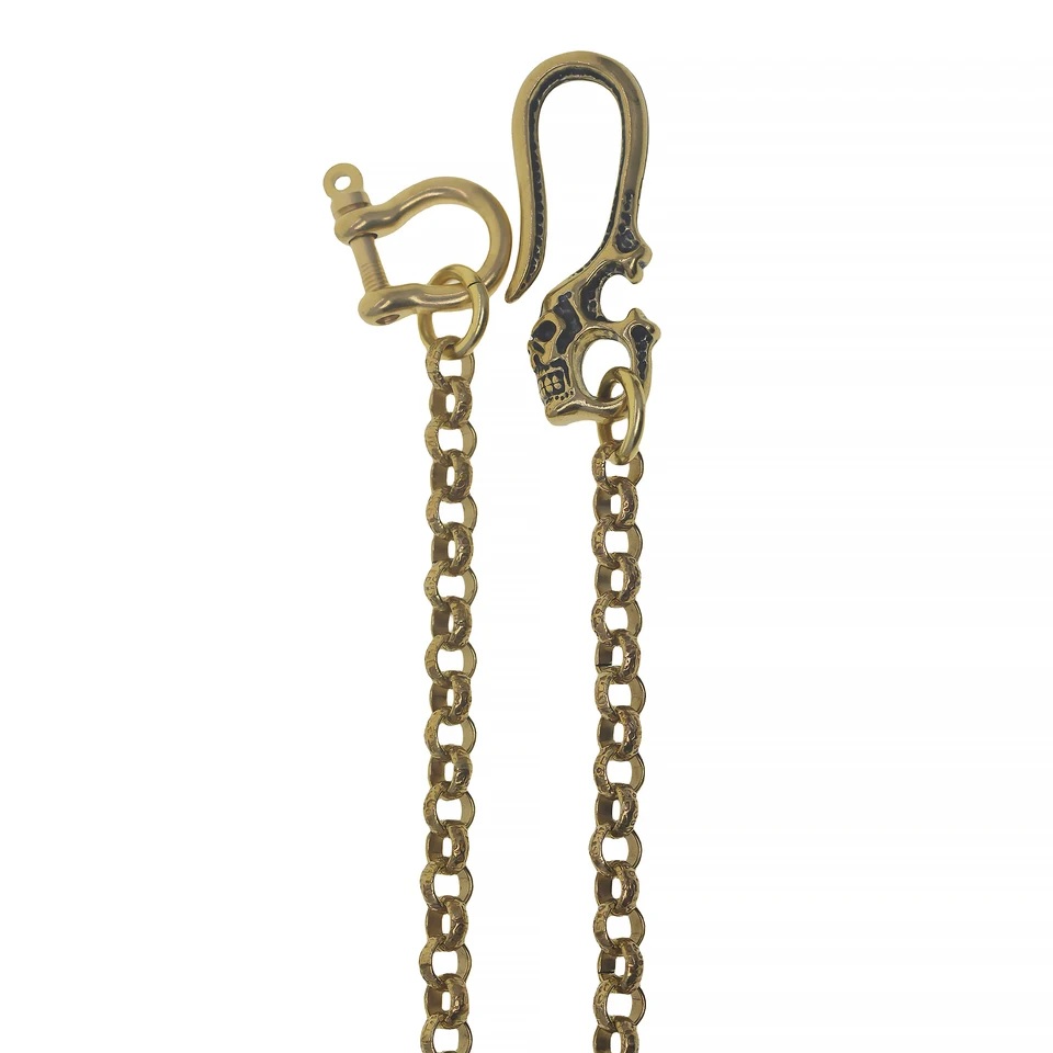 Punk retro mosadzný peňaženka Jean nohavice reťaze 8 mm o krúžkový reťazec d Screck Shackle Connector Gothic Scary Skull Hook Fob Edc Diy Gift