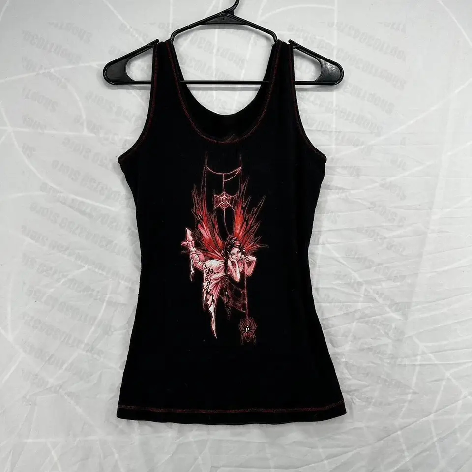 Punk rukávy bez rukávov čierna vesta top baby tee tops tops gothic gothic harajuku list grafické tlačové tričko vintage plodina top