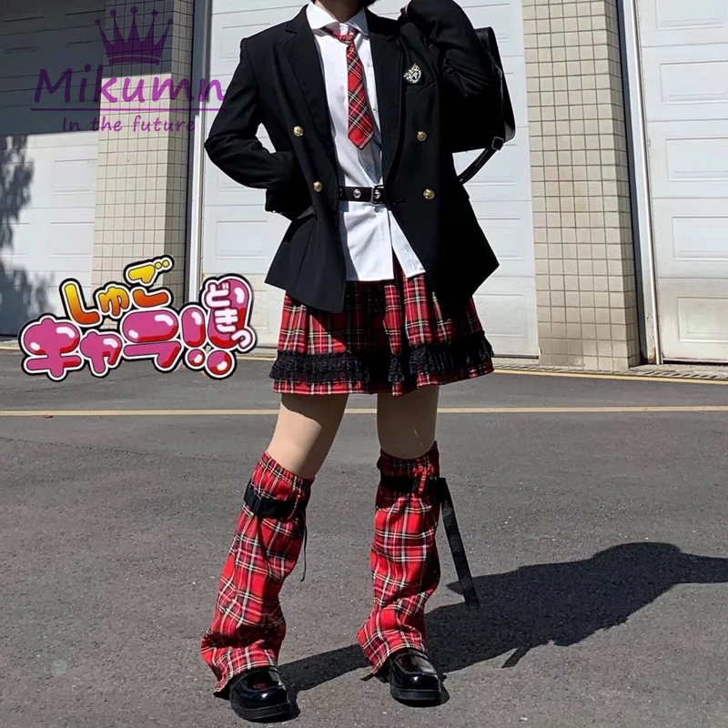 Punk sukňa japonská harajuku škola dievčat Red Plaid Mini sukne obleky