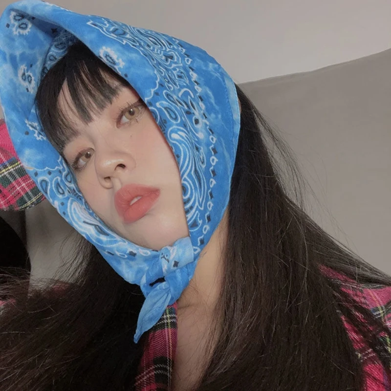 Punk štýl kravaty-farbivo Print Woman Hairband Hiphop Square Bandana čelenka nastaviteľná turban jarná letná vlasová doplnky