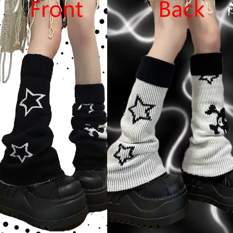 Punk ženské nohy ponožky gotická lebka hviezda Halloween doplnky na nohy Ohrievače pletené ponožky y2k hot girl ženy jk stehenné vysoké ponožky
