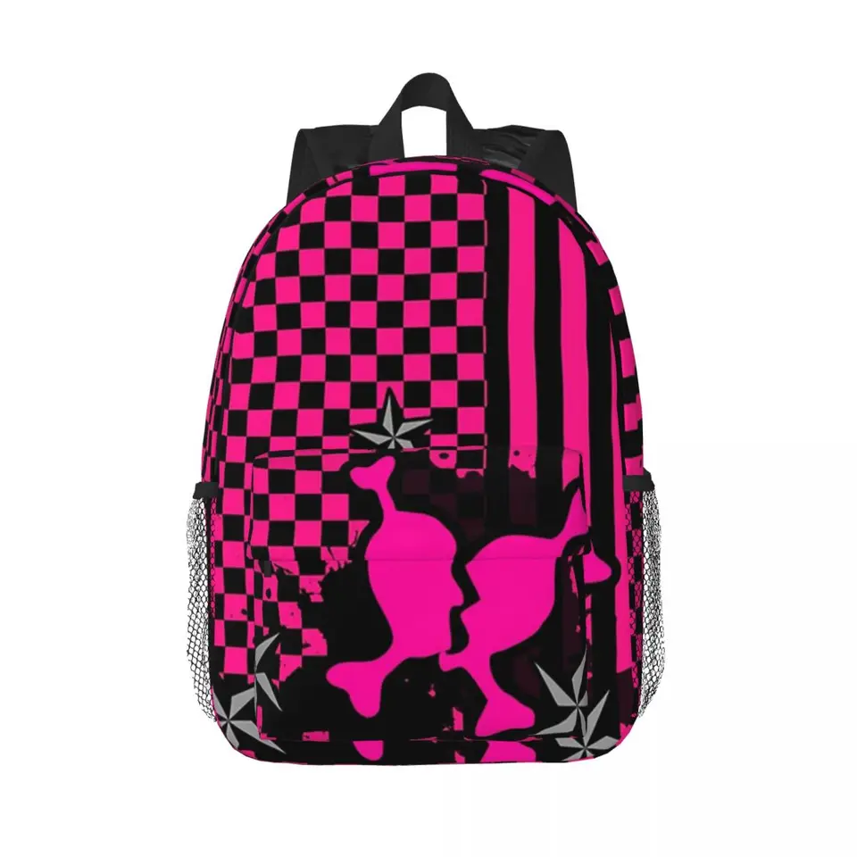 Punky Pink Emo Batohy Teenager Bookbag karikatúry Študenti Školské tašky laptop Rucksnack Ramer Bag Veľká kapacita