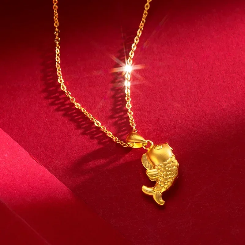 Pure Gold Au999 náhrdelník Real Gold 24K zlatý náhrdelník Koi kosť jednoduchá temperament kvane náhrdelník dámske 45 cm
