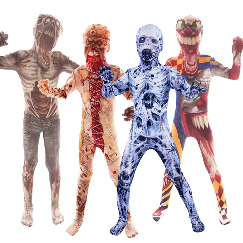 Purim Halloween kostýmy pre deti Horor Zombies Boy Girl Skeleton Obliekanie fantasy klipartovej kombinézy Monster Cowtree222