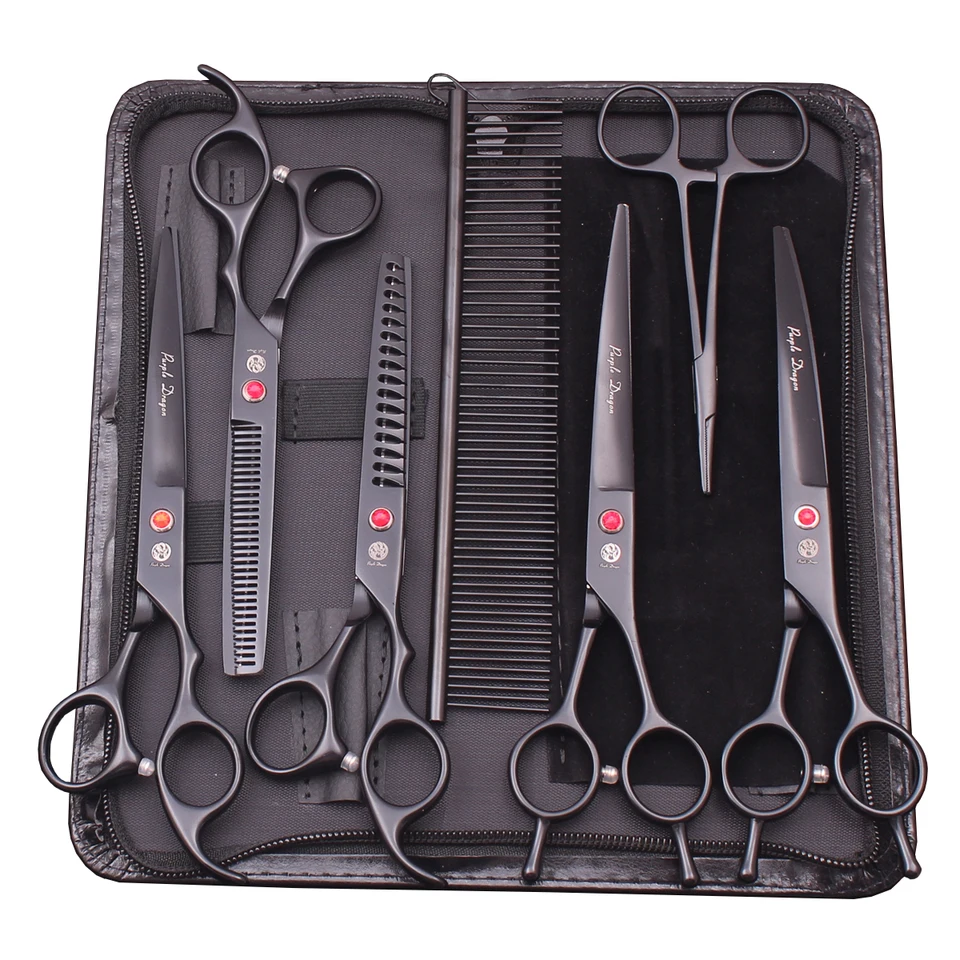 Purple Dragon Dog Grooming Scissors Kit 7 