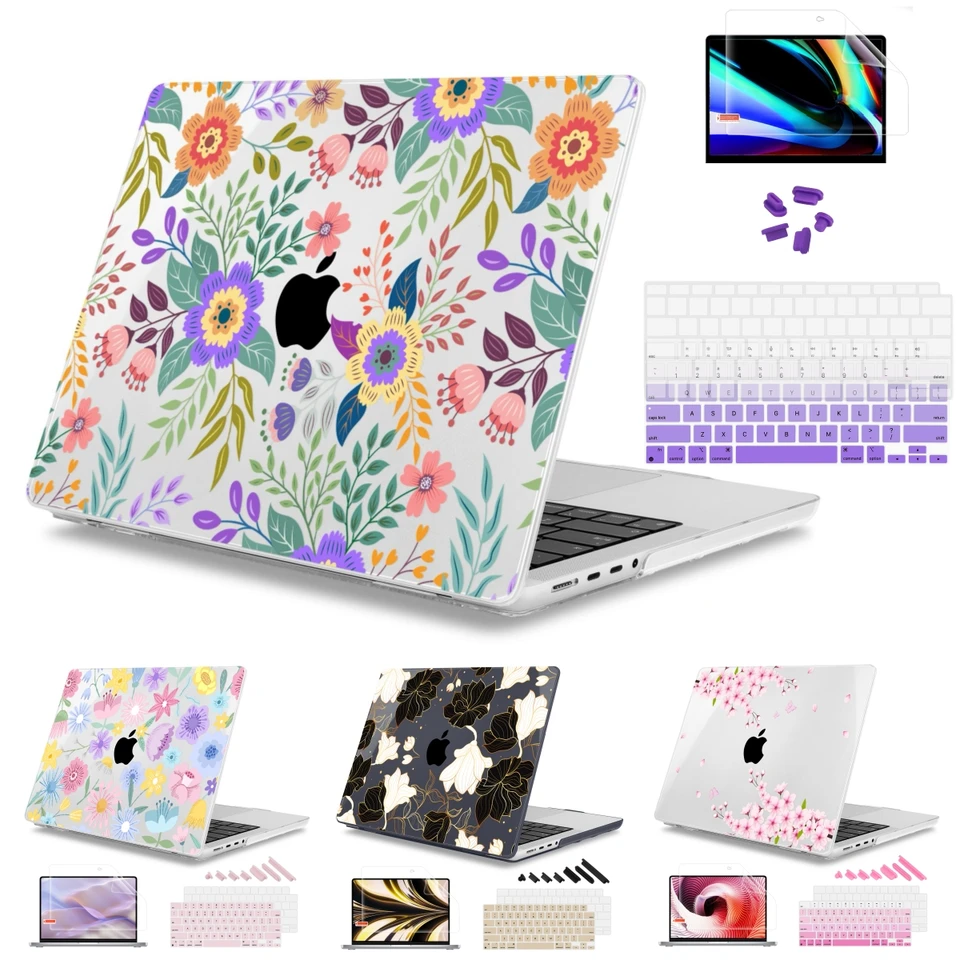 Purple Flower Crystal puzdro pre MacBook 2024 M4 2023 M3 Pro Case 14 16 palca A2918 A2991 vzduch 13 15 A2681 A2941 M2 M1 A2337 A2338