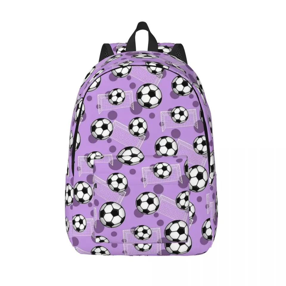 Purple futbalový lopta gól batohu pre predškolskú základnú školu Študent Šport so vzorom Bookbag Boy Girl Girl Girl Girl Kids