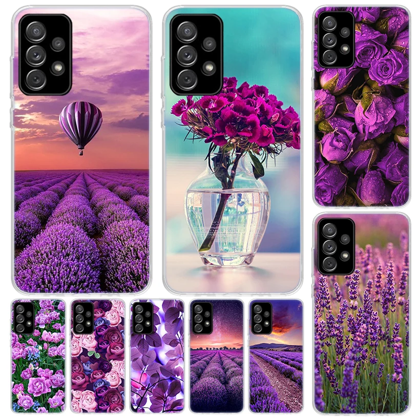 Purple Lavender Flowers Cover pre Samsung Galaxy A51 A50 A71 A70 telefónny prípad A21S A31 A41 A10 A20E A30 A40 A01 A11 A6 A7 A8 A8 CO CO