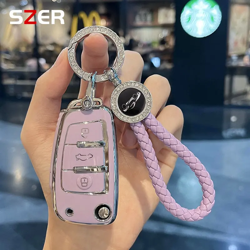 Purple TPU CAPE TPE Kryt puzdra Momen Keychain Bag pre Audi A3 A4 B6 B7 B8 A6 C5 C6 RS3 S1 S3 Q3 Q5 Q7 TT