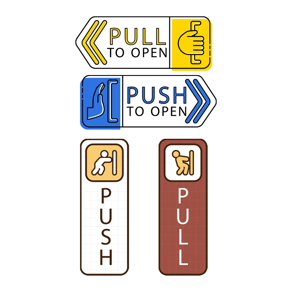 Push-pull obojstranný nálepka dverí, polyesterový štítok s 1 nálepkou pre priehľadné sklenené dvere