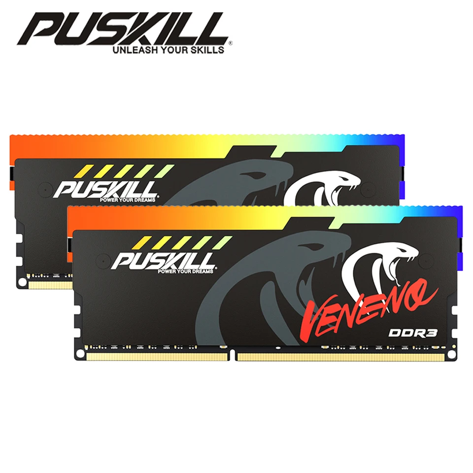 Puskill Memoria RAM DDR3 1600MHz 8GBX2 RGB PC3 Dual-Channel Desktop Pamäť pamäte RAMS