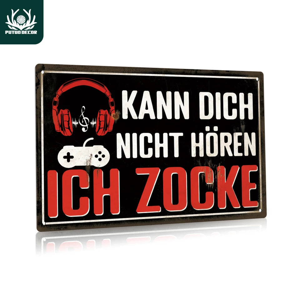 Putuo dekor 1pc hra Vintage Metal Cin Sign, Kann Dich Nicht Hören Ich Zocke, Výstražná stena Art Decor for Gamer Room