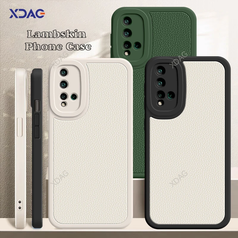 Puzdro Classic Square Phone pre Huawei Nova5 Nova 5 5i Pro 5T 5Z 5Pro Nova5t Lamb Kožená koža Koža zadný kryt Camera Ochrana Fundas