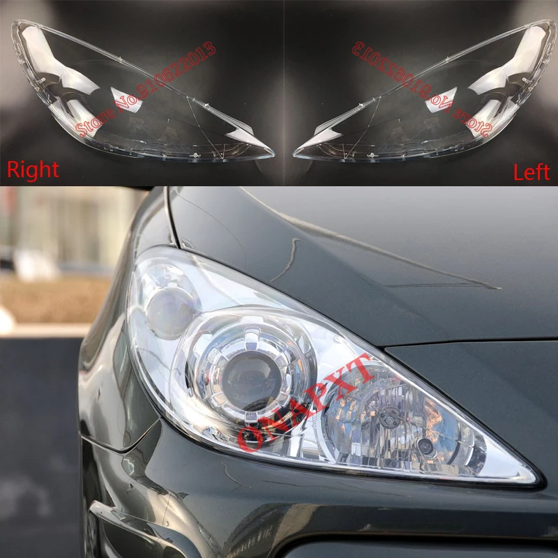 Puzdro na auto pre Peugeot 307 2008-2013 Predný svetlomet Svetlomet Sen svetla lampa lampa Lampcove Glass SHELL Svetlo