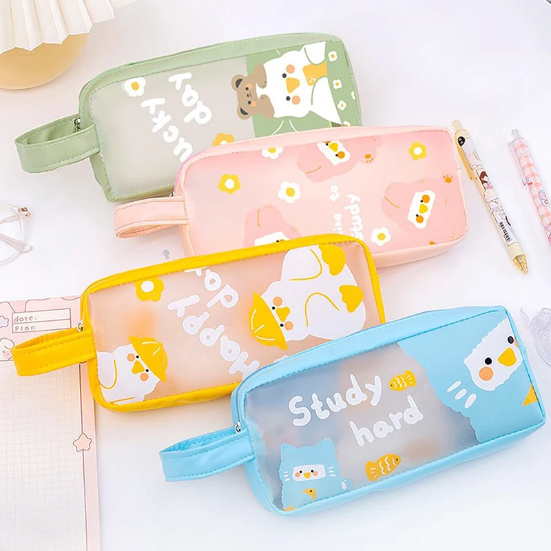 Puzdro na ceruzku Transparentné ceruzkové nohavice Scolaires Scholars School Supplies Cartoon ceruzka vrecka Cartucheras Escolares Cencil Case Case