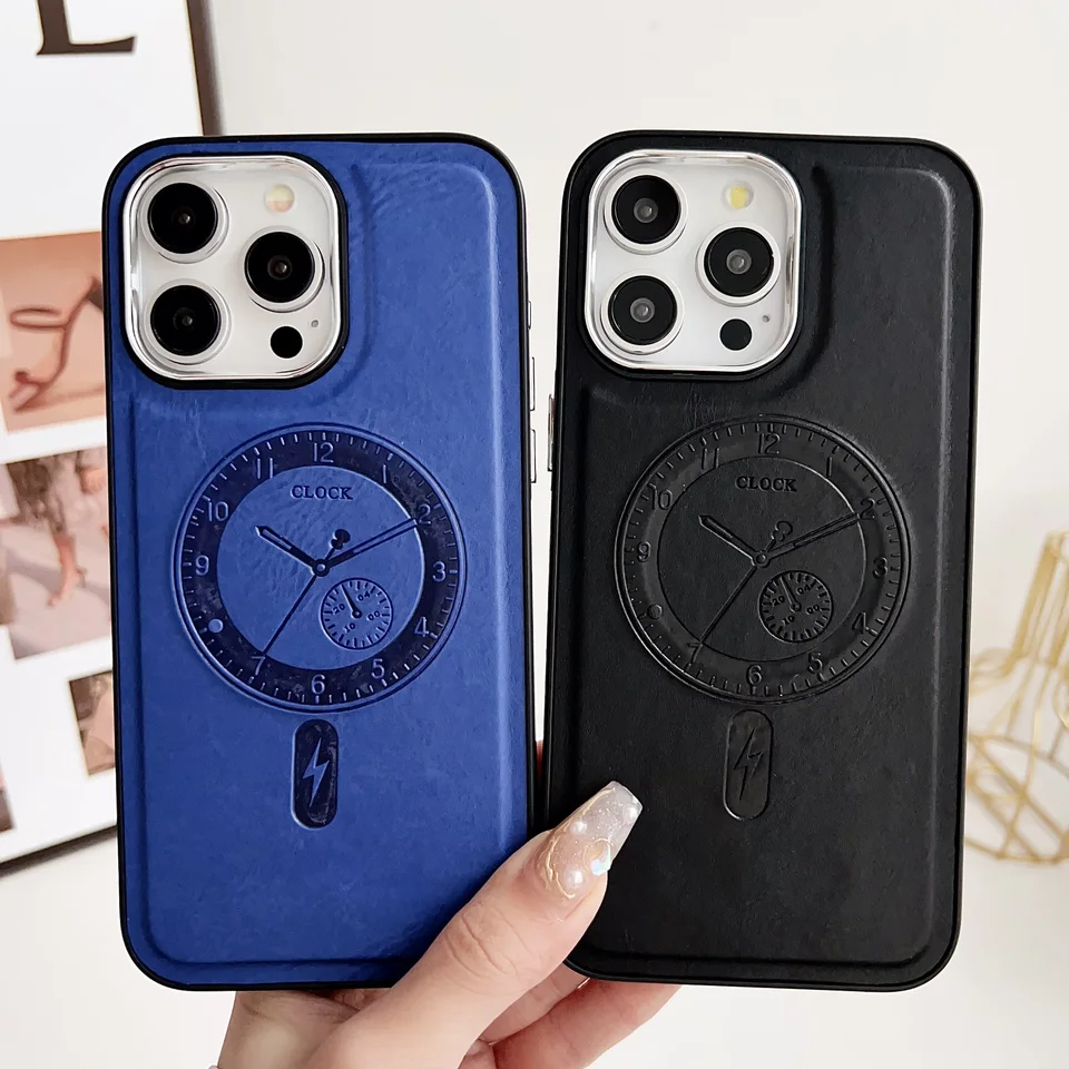 Puzdro na magnetický telefón pre iPhone15 14 13 12 Pro Max 14 15 plus plus plusová koža Plain pokožka pre Megsafe Wireless Cover Cover