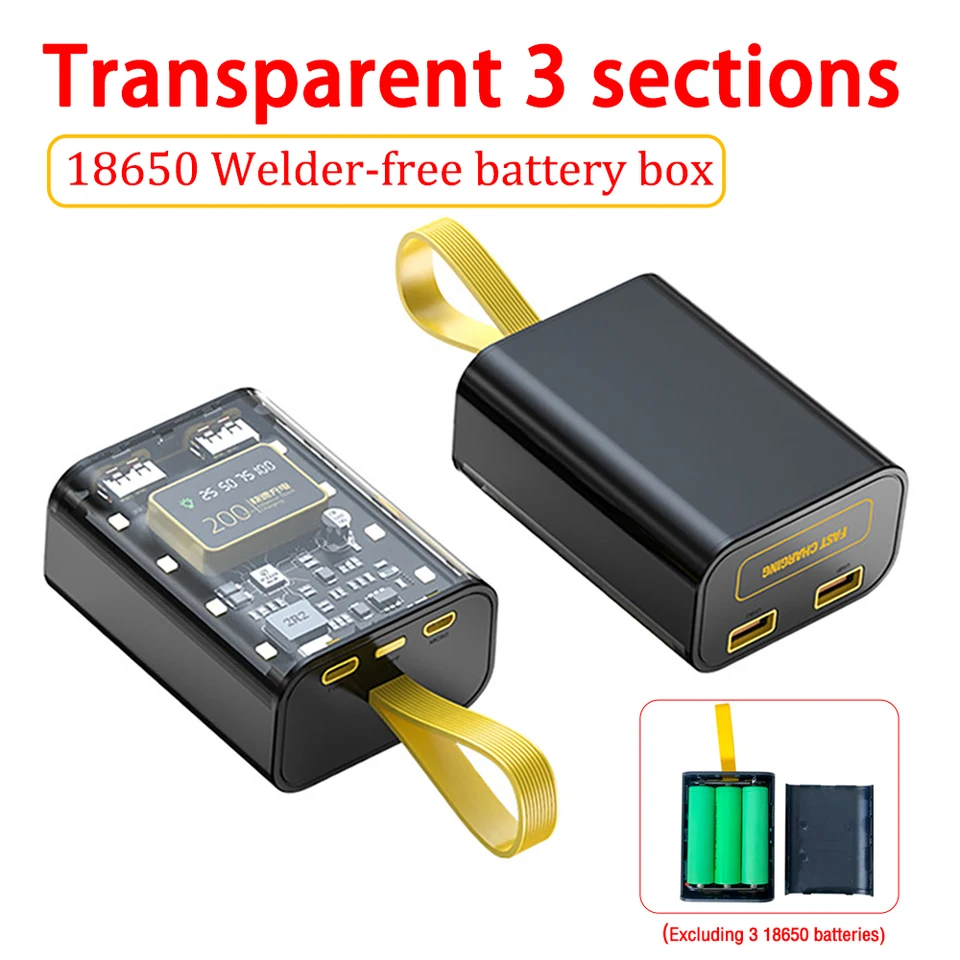 Puzdro na nabíjačku Cool DIY Power Bank Bank Rýchle nabíjacie puzdro 100 mAh s nočnou nabíjačkou pre batériu z roku 18650