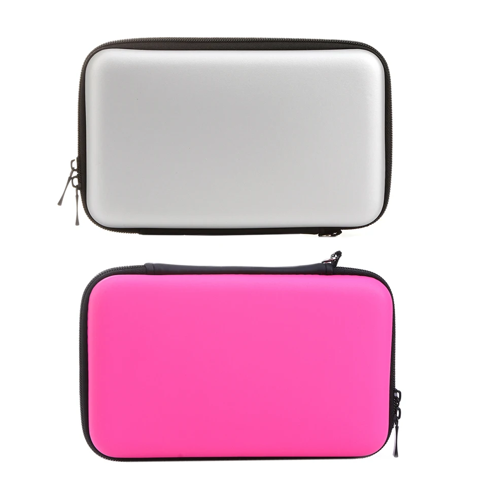Puzdro na prenášanie Eva s pevným krytom ochranné cestovné puzdro Pink/Silver Casual Zipper Impact odolný kompatibilný s 3DS LL