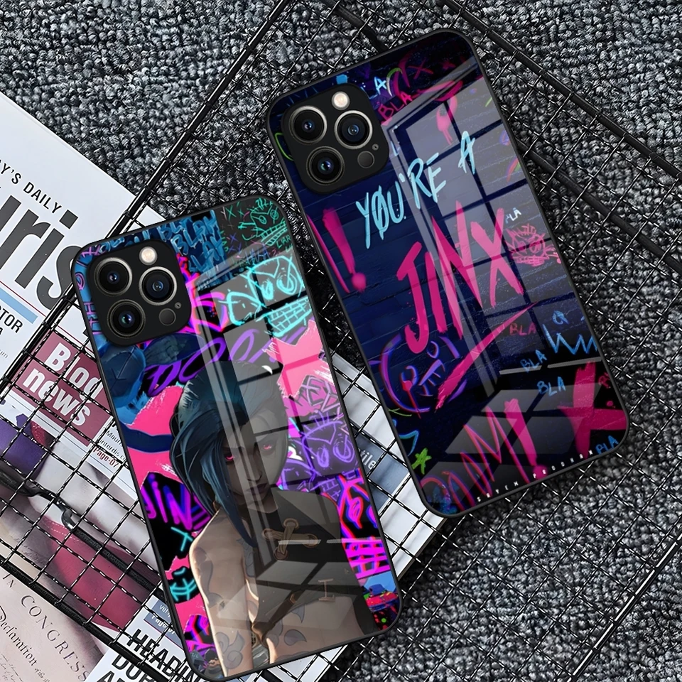 Puzdro na telefón Arcane Anime jinx VI pre iPhone 16 15 14 Pro 11 13 12 12 Mini xs xr max 6 8 7 plus sklo luxusné dizajnérske zátoka