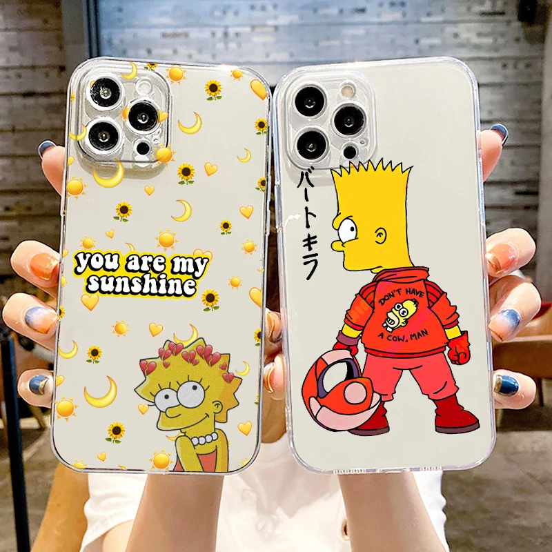 Puzdro na telefón pre Apple iPhone 15 14 13 12 11 SE xs xr x 7 8 6 5 Mini Plus Pro Max 2020 Disney Simpsons Bart Cute Transparent Cover