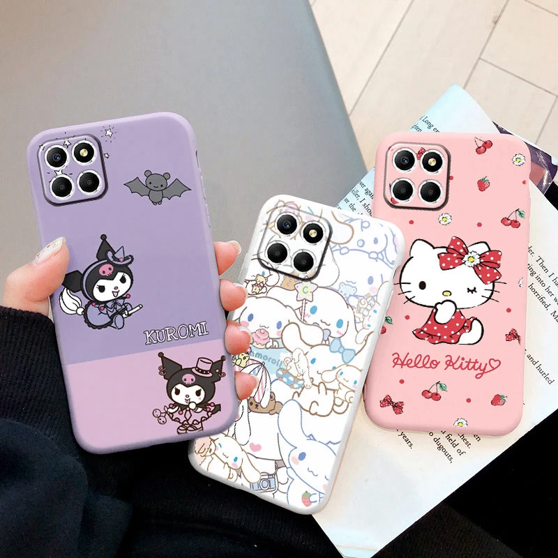 Puzdro na telefón pre Honor x8b Honorx8b Girls roztomilé anti-drop karikatúra Cinnamoroll Kuromi Hello Kitty Silikone Printed Shell Cover