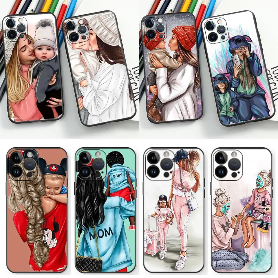Puzdro na telefón pre iPhone 14 13 12 11 Pro Max Apple 16 7 15 8 SE Plus x x max fond fonda shell coque coque super mama dievčatko syn
