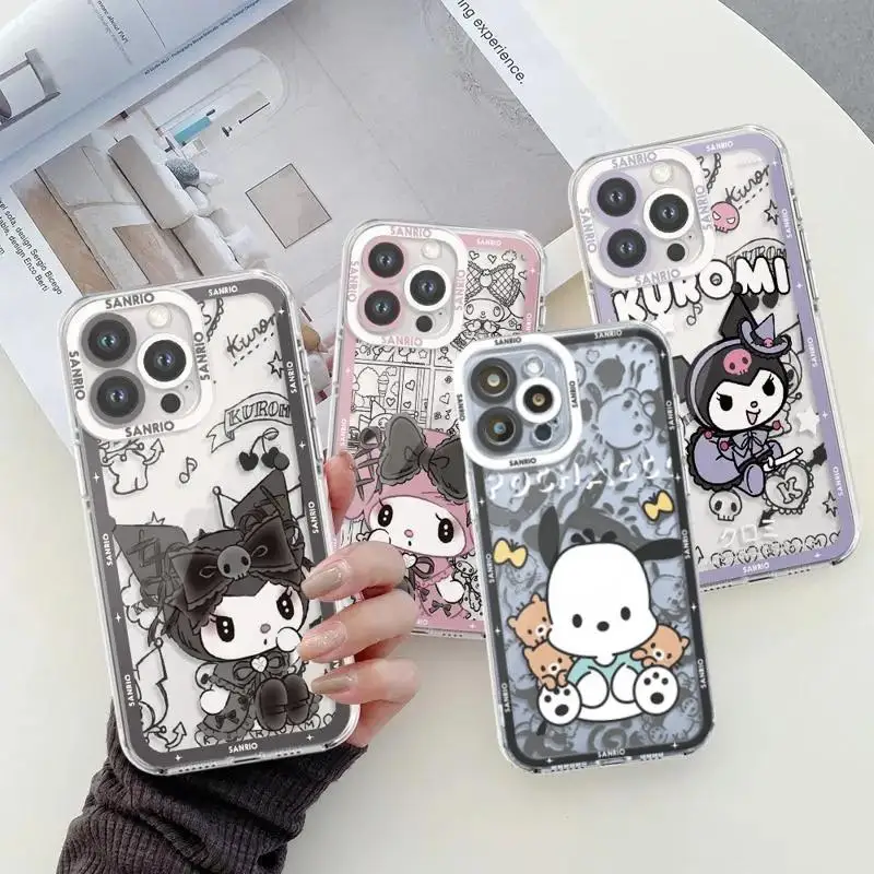 Puzdro na telefón pre iPhone 16 15 14 12 11 Pro Max 13 Mini xr xs x 7 8 plus SE kryt TPU Kuromi Melody Pochacco