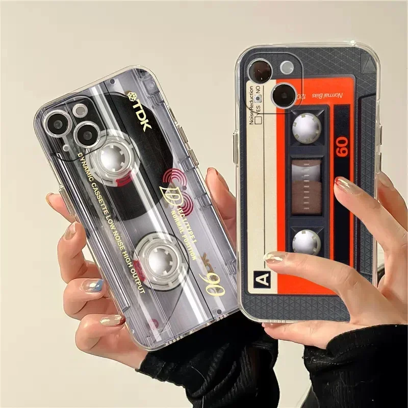 Puzdro na telefón pre iPhone 16 15 14 13 12 11 Pro MAX x X MAX 7 8Plus Se Retro vinobranie starú kazetovú pásky Silikón TPU Soft zadný kryt